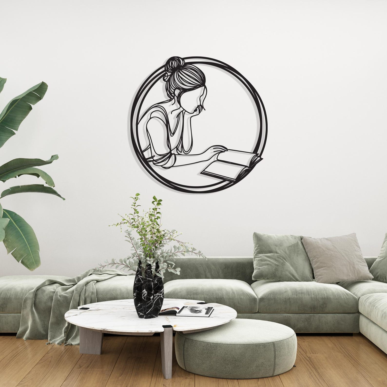 Reading Girl Metal Wall Art