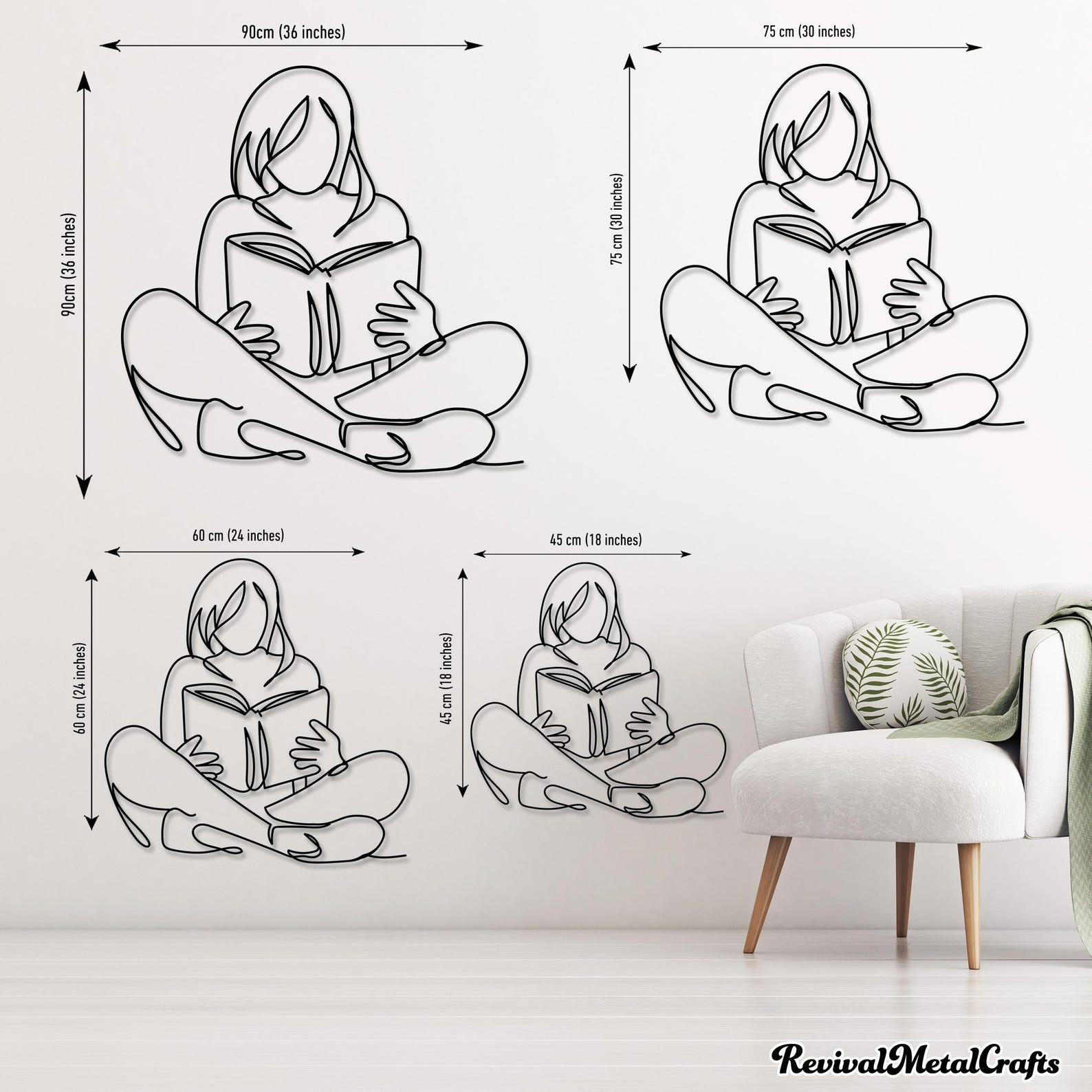 Metal Wall Art - Reading Girl