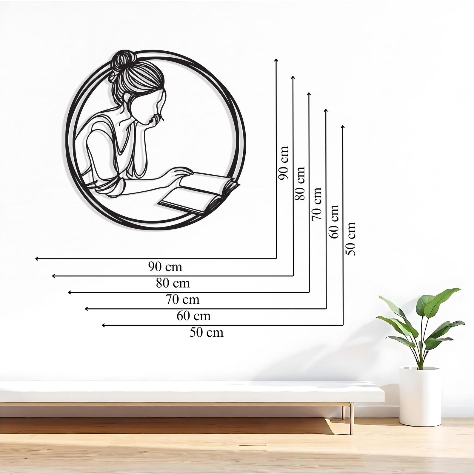 Reading Girl Metal Wall Art