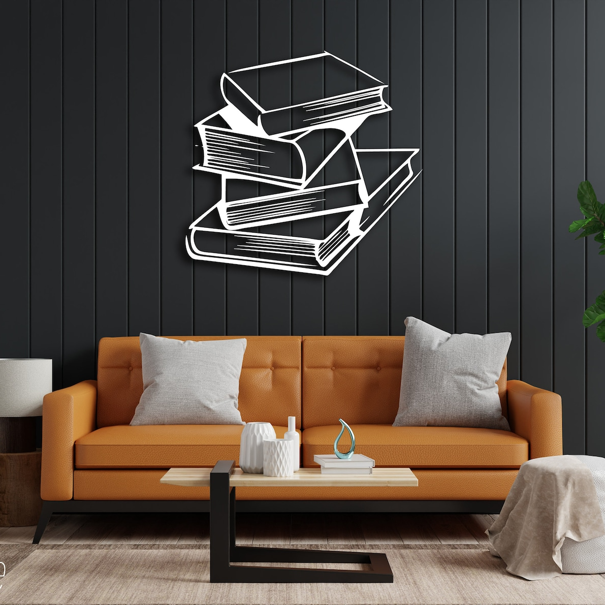 Stacked Books Metal Wall Art