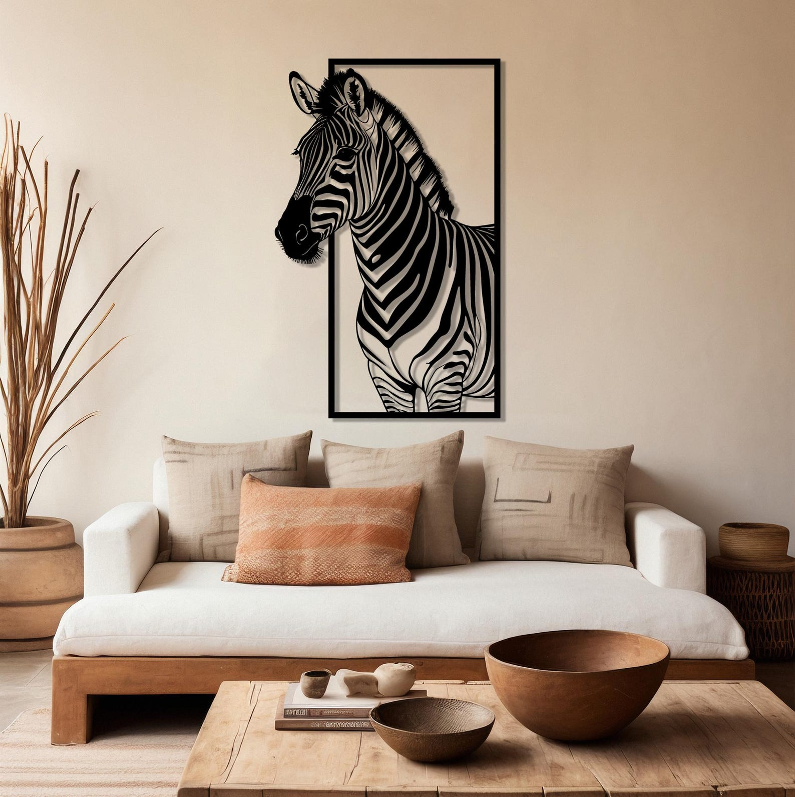 Zebra Wall Art Metal Frame