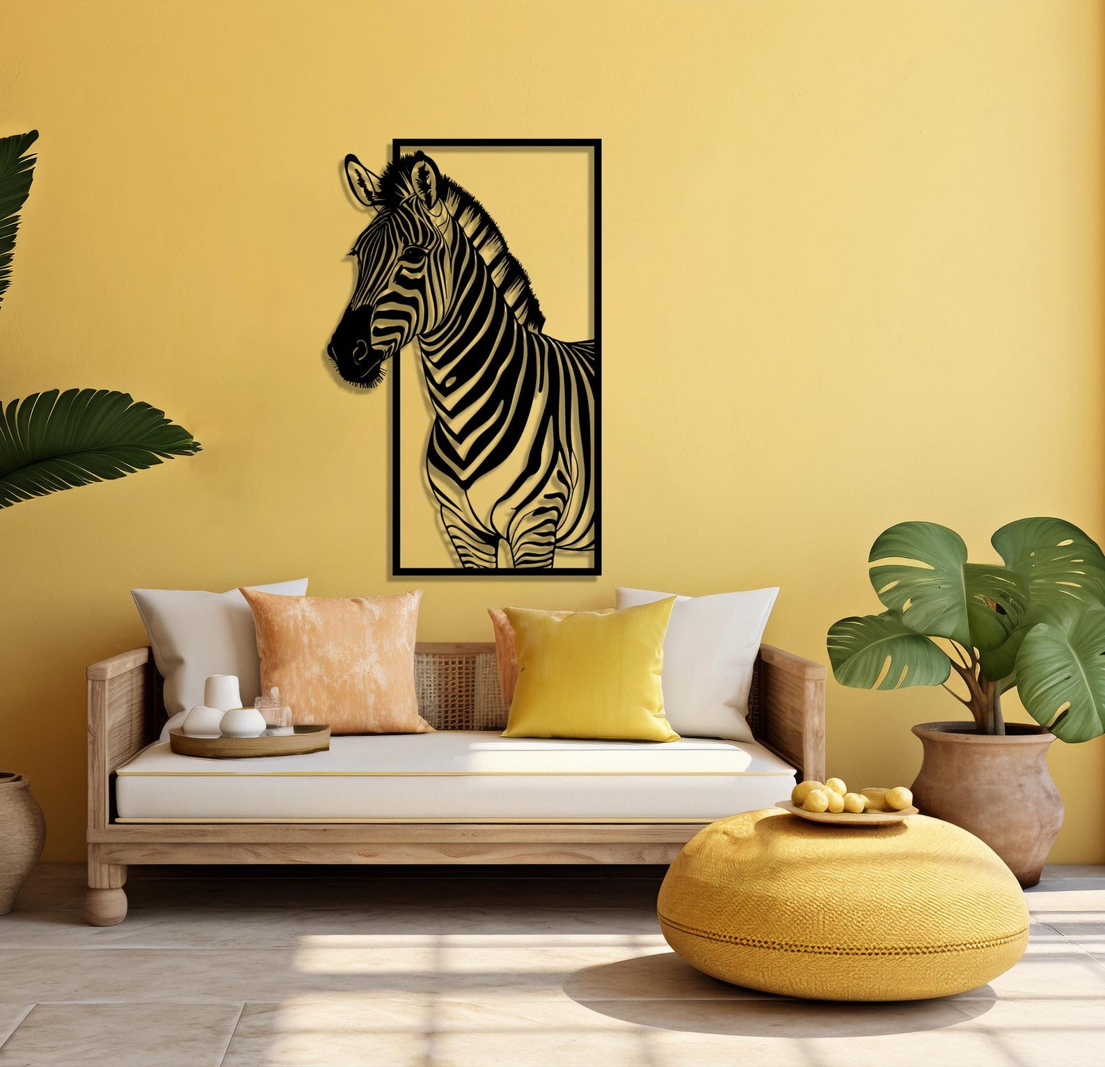Zebra Wall Art Metal Frame