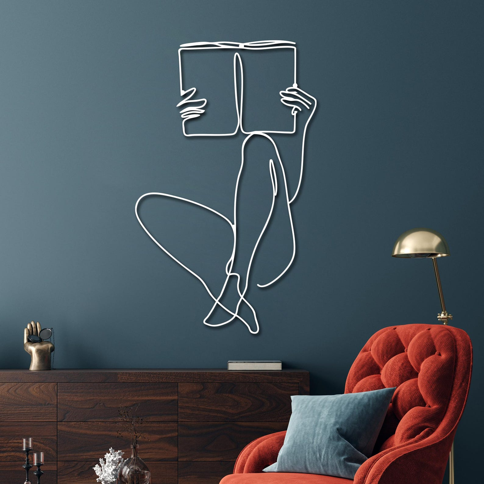Wire Art Wall Sculpture - Reader