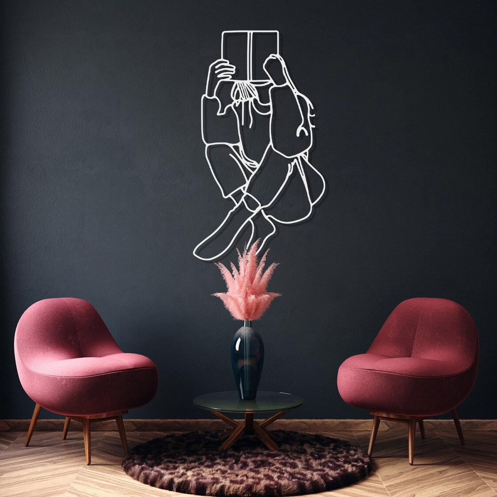 Minimalist Reading Girl Wall Art