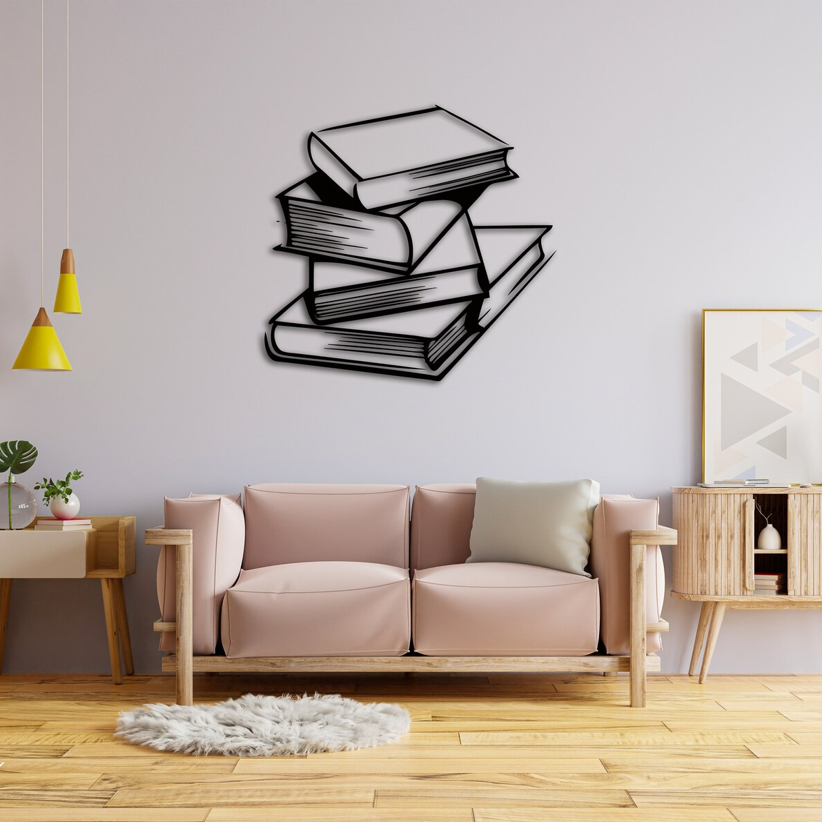 Stacked Books Metal Wall Art