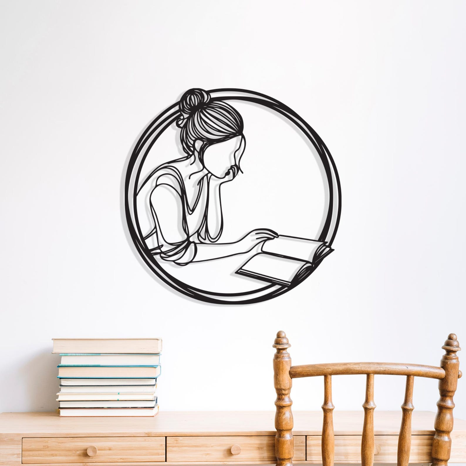 Reading Girl Metal Wall Art