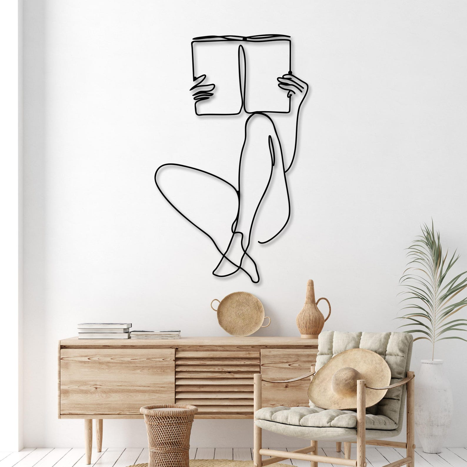 Wire Art Wall Sculpture - Reader