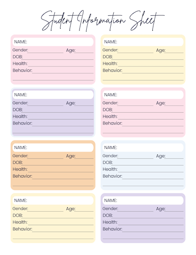 Student Information Sheet