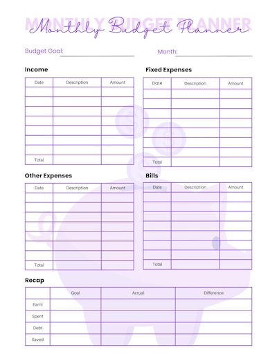 Monthly Budget Planner