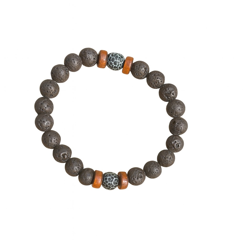 Blue Marble Lava Beads