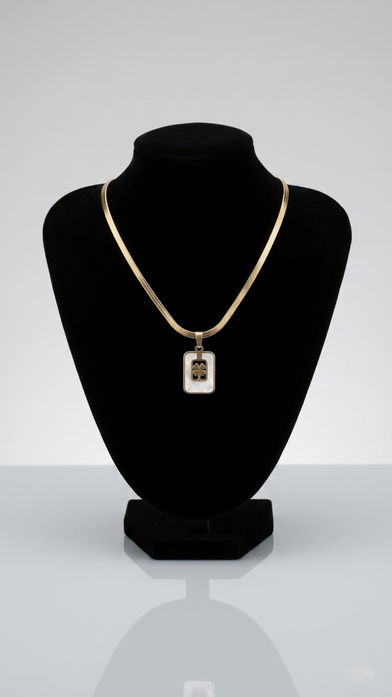 Gold Mother-of-Pearl Clover Pendant