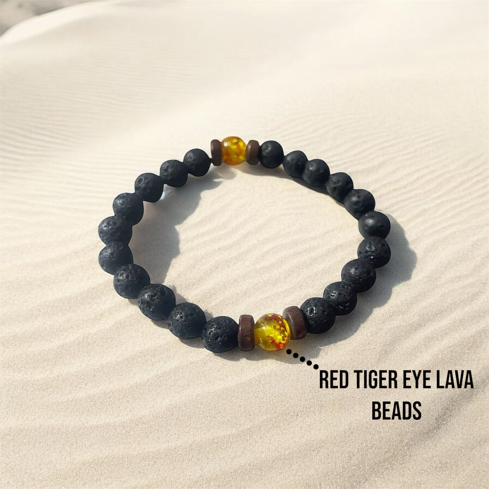 Red Tiger Eye Lava Beads 
