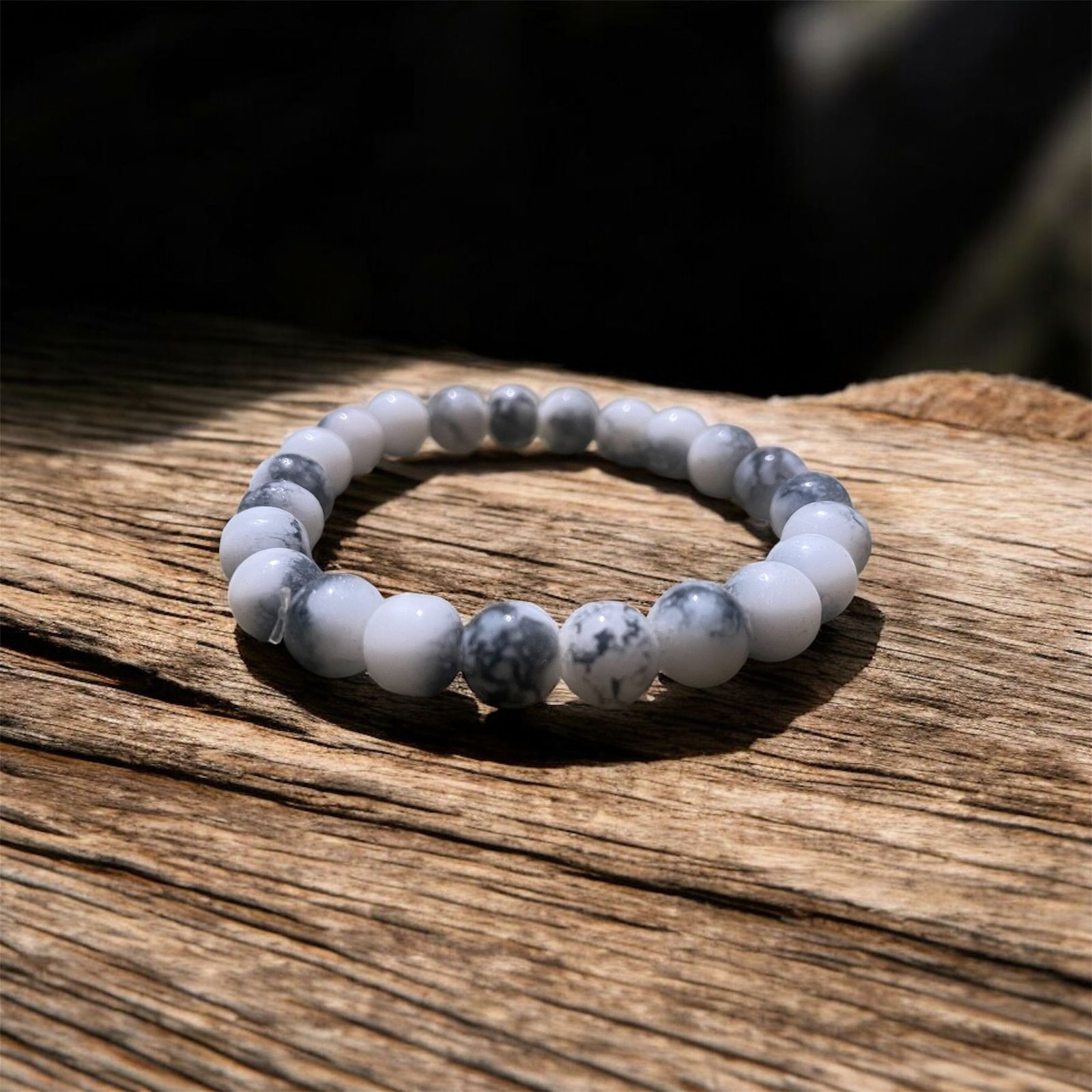 Marbled Stone Bead Bracelet