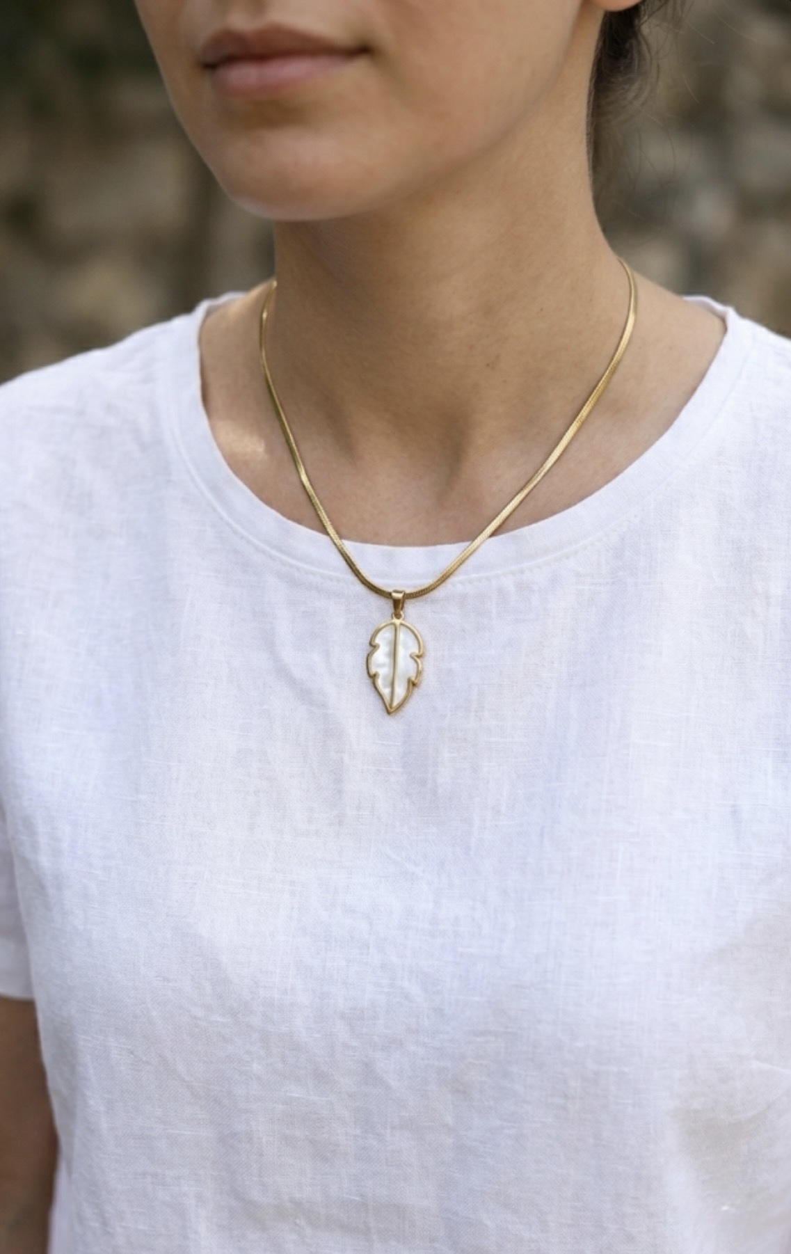 Pearlescent Gold Leaf Pendant