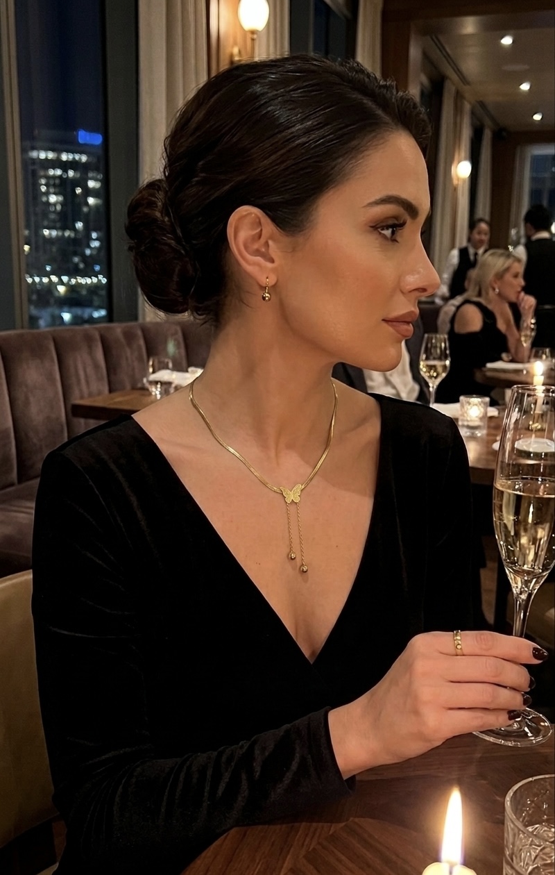 18k Gold Plated Butterfly Drop Necklace