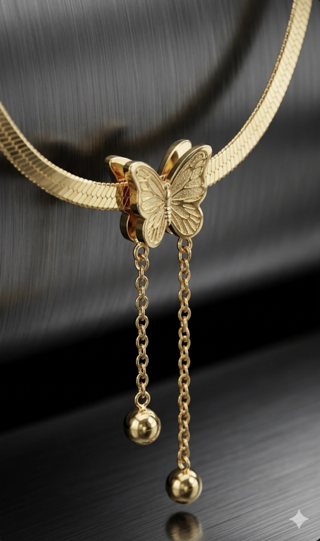 18k Gold Plated Butterfly Drop Necklace