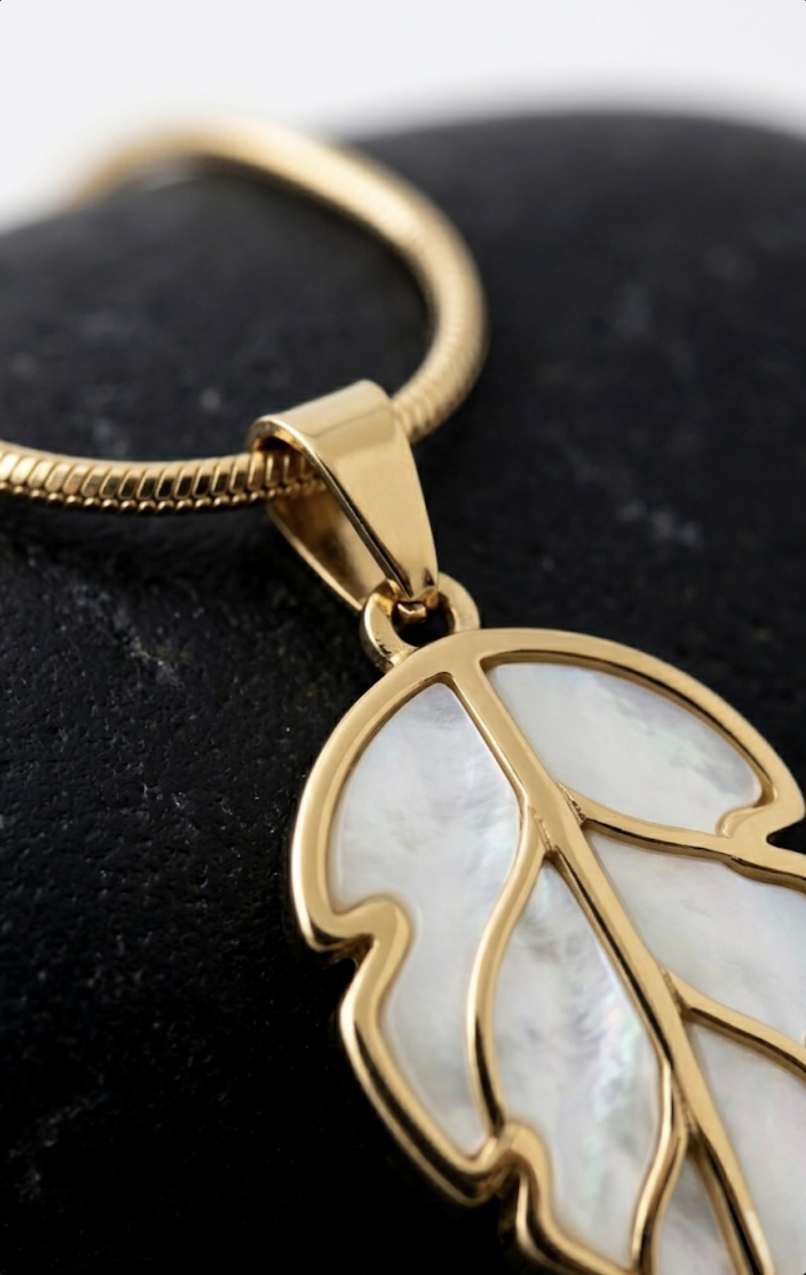 Pearlescent Gold Leaf Pendant