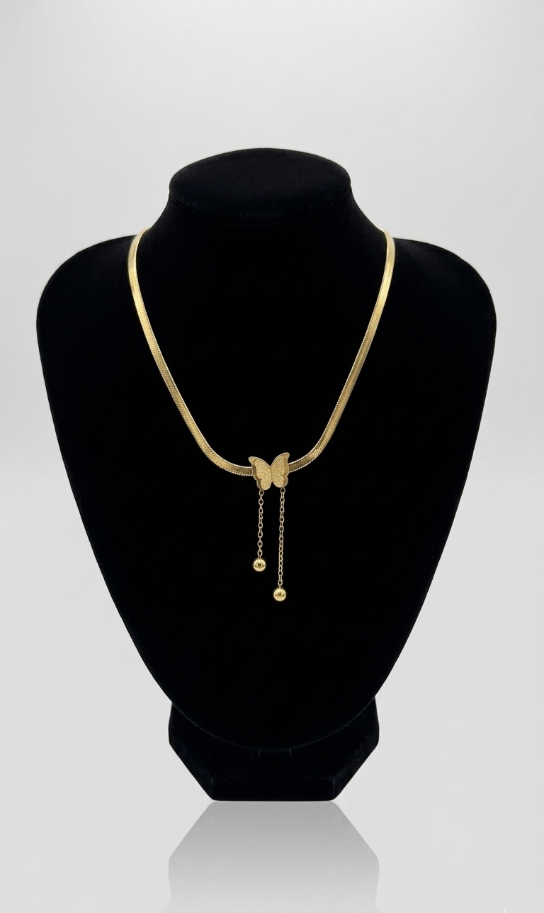 18k Gold Plated Butterfly Drop Necklace