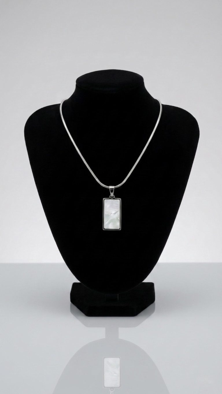 White Inlay Pendant Necklace