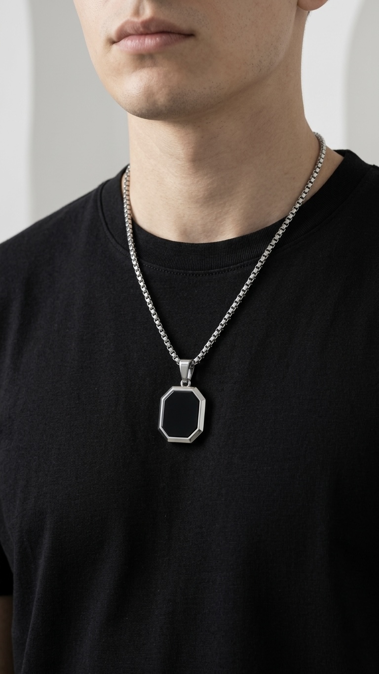 Black Octagon Pendant
