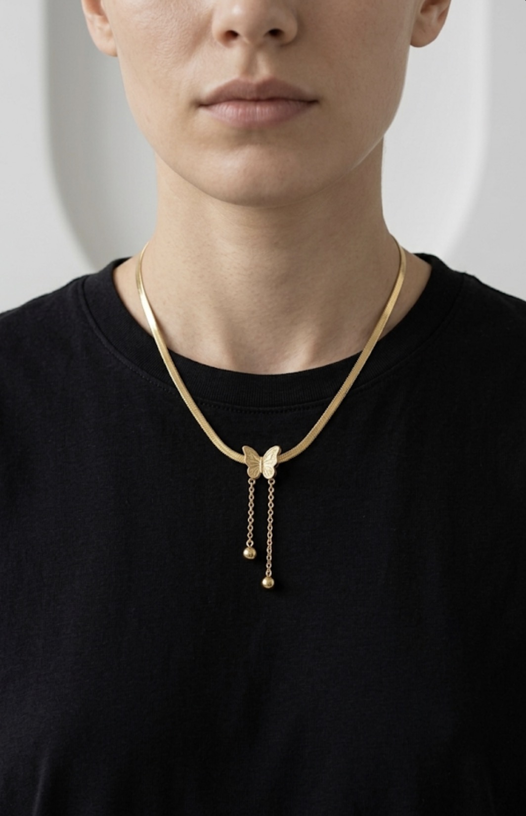 18k Gold Plated Butterfly Drop Necklace