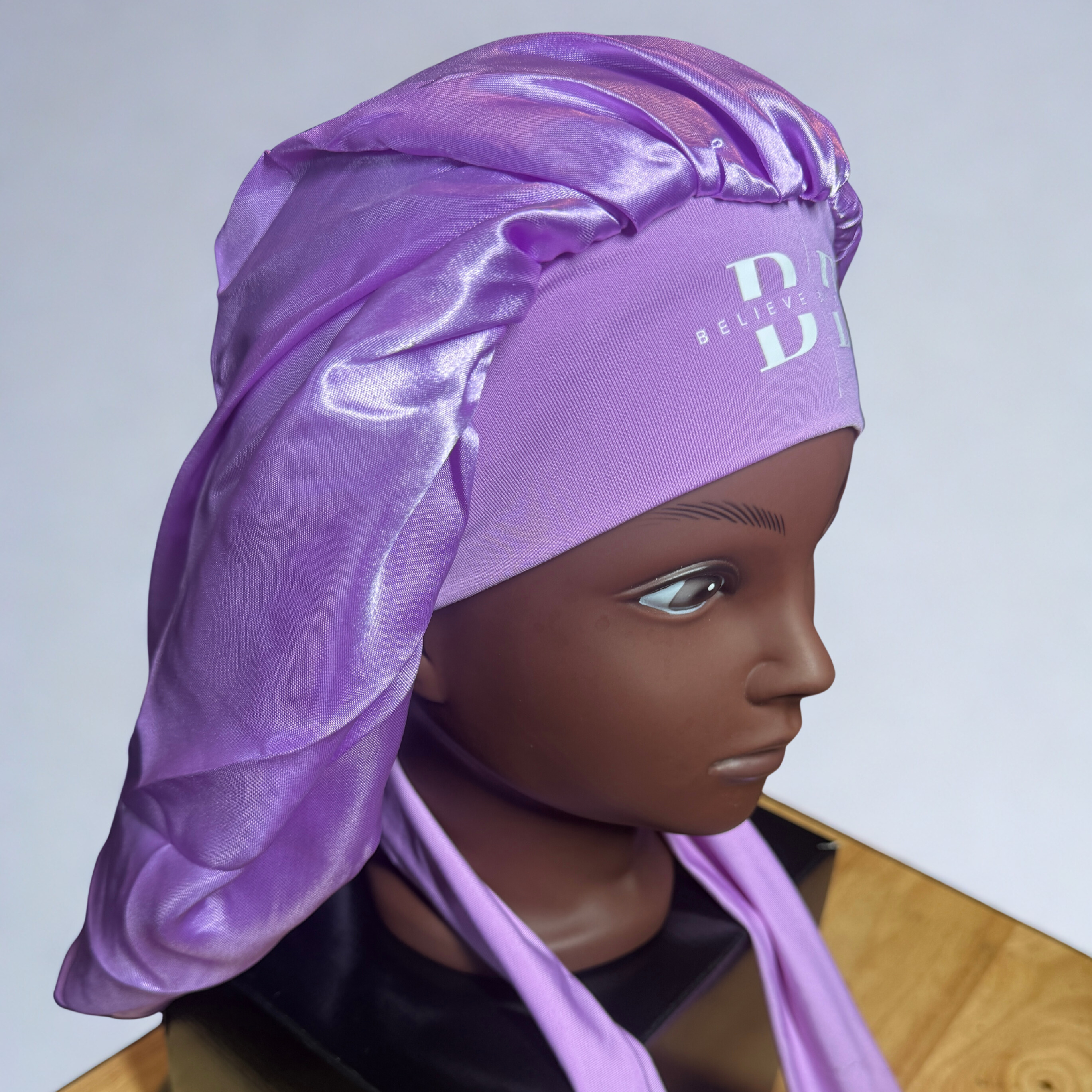 PATIENCE - Purple Satin Bonnet