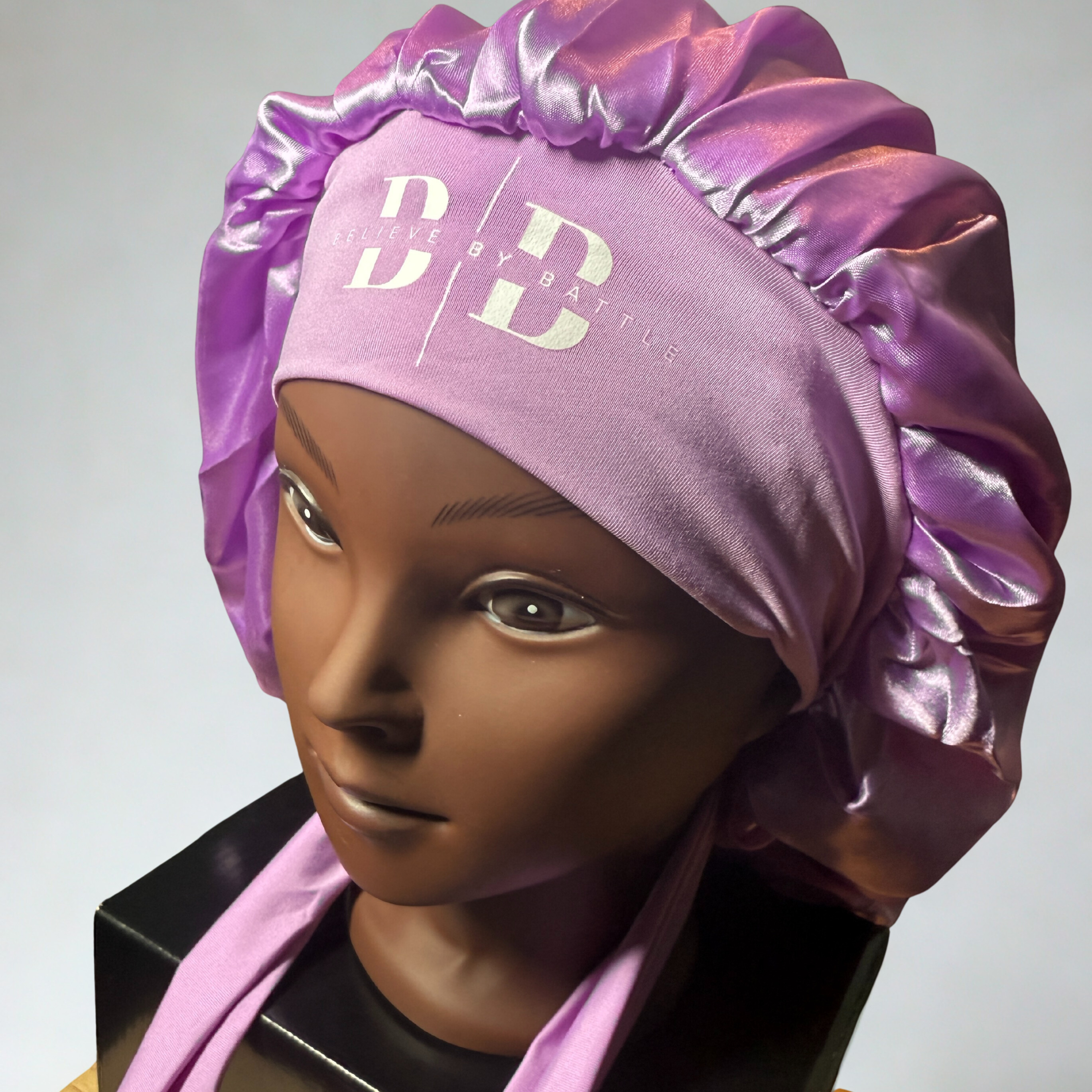 PATIENCE - Purple Satin Bonnet