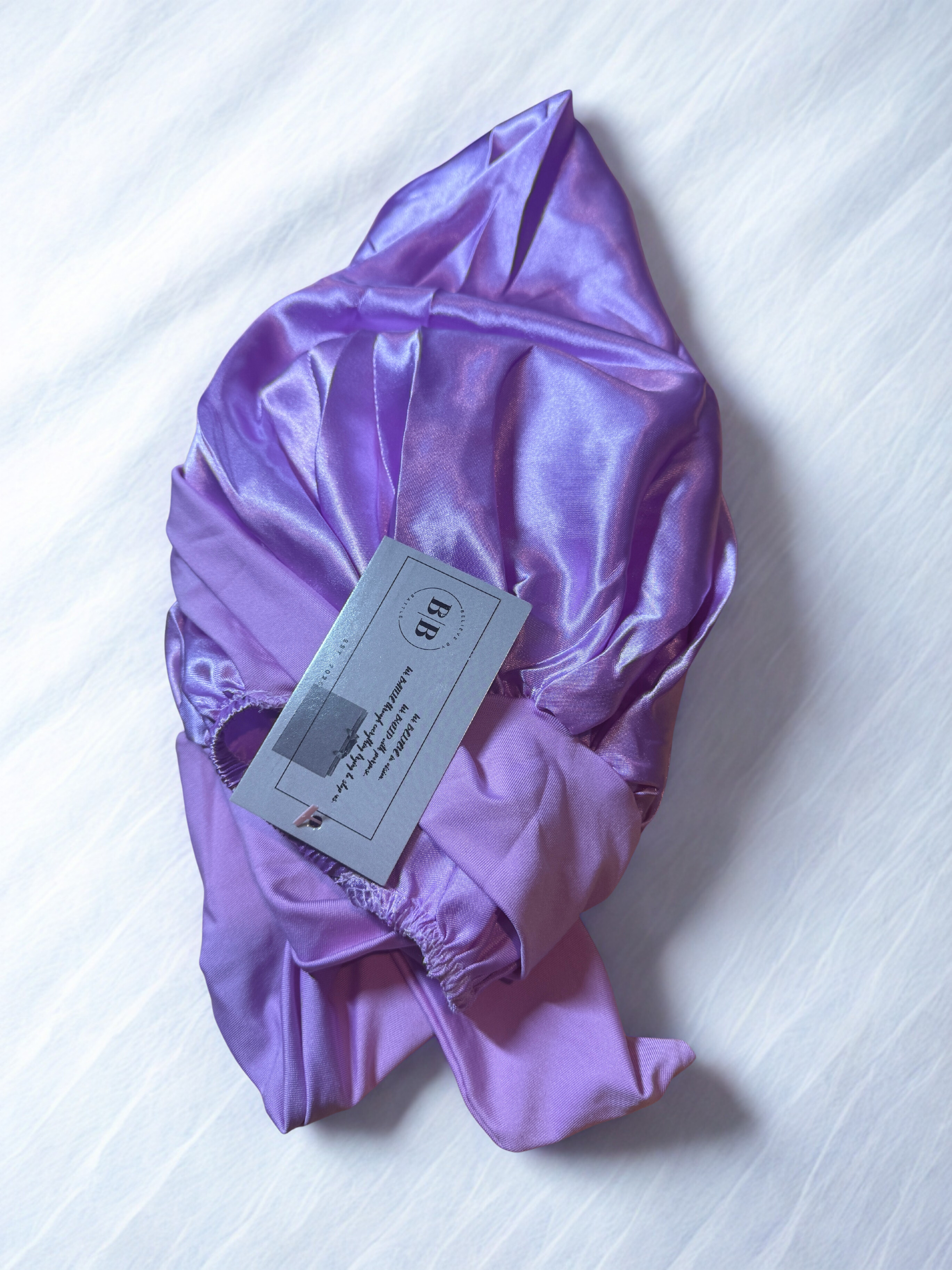 PATIENCE - Purple Satin Bonnet