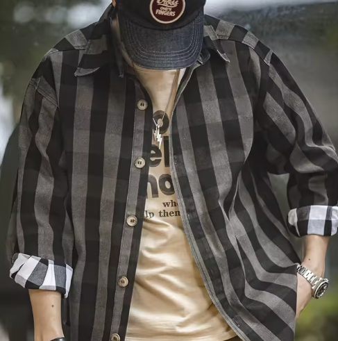 Plaid Button-Up Shirt