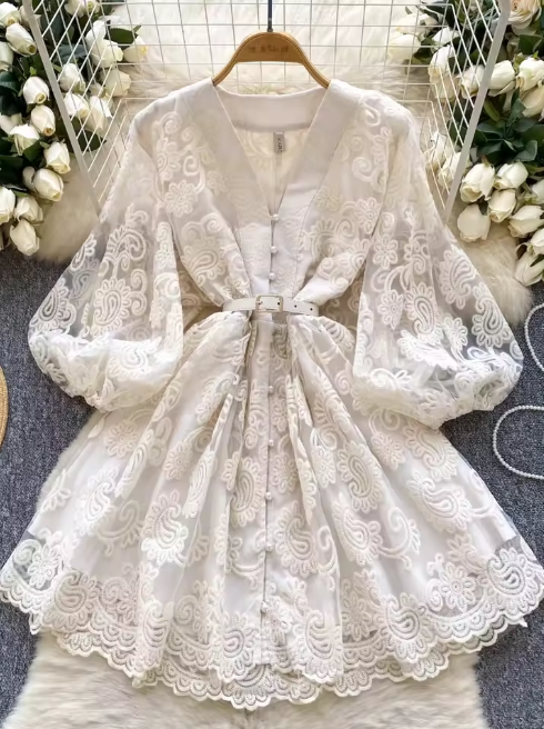 Elegant White Lace Dress