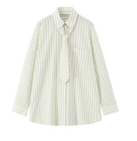 Striped Button-Up Shirt with Matching Tie