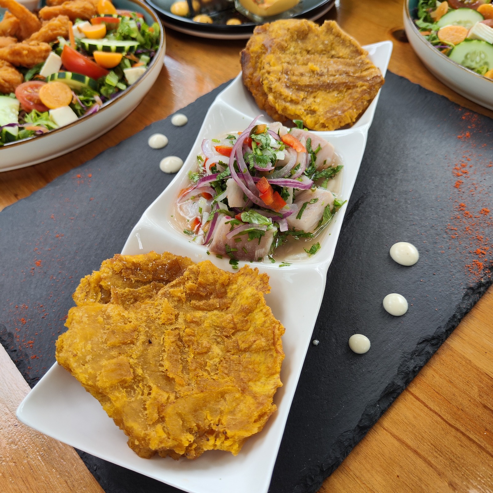 Patacones con ceviche