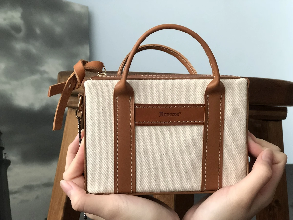 Canvas and Leather Mini Handbag