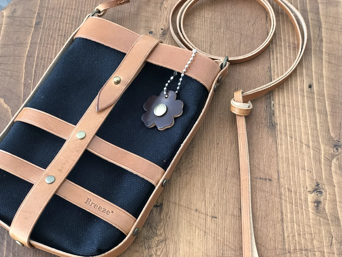 Leather and Canvas Phone Bag