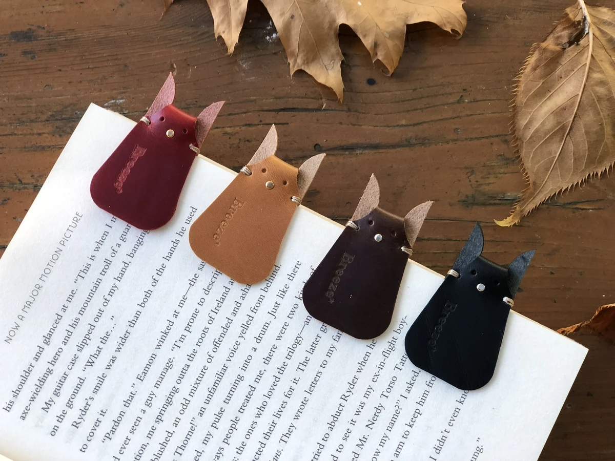 Cat-Shaped Leather Bookmarks