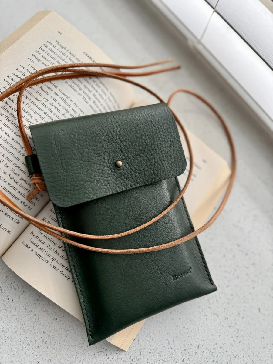 Green Leather Crossbody Pouch