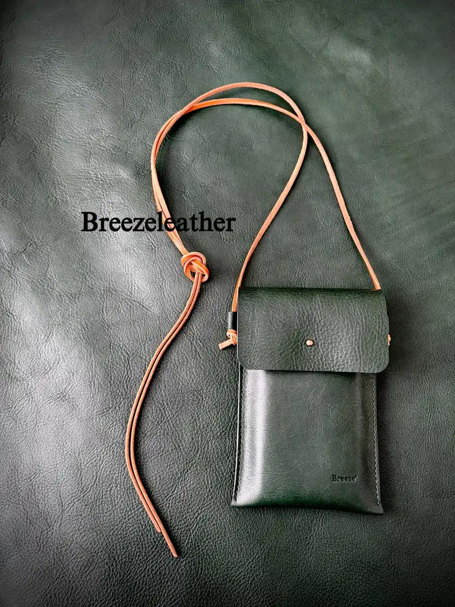 Green Leather Crossbody Pouch