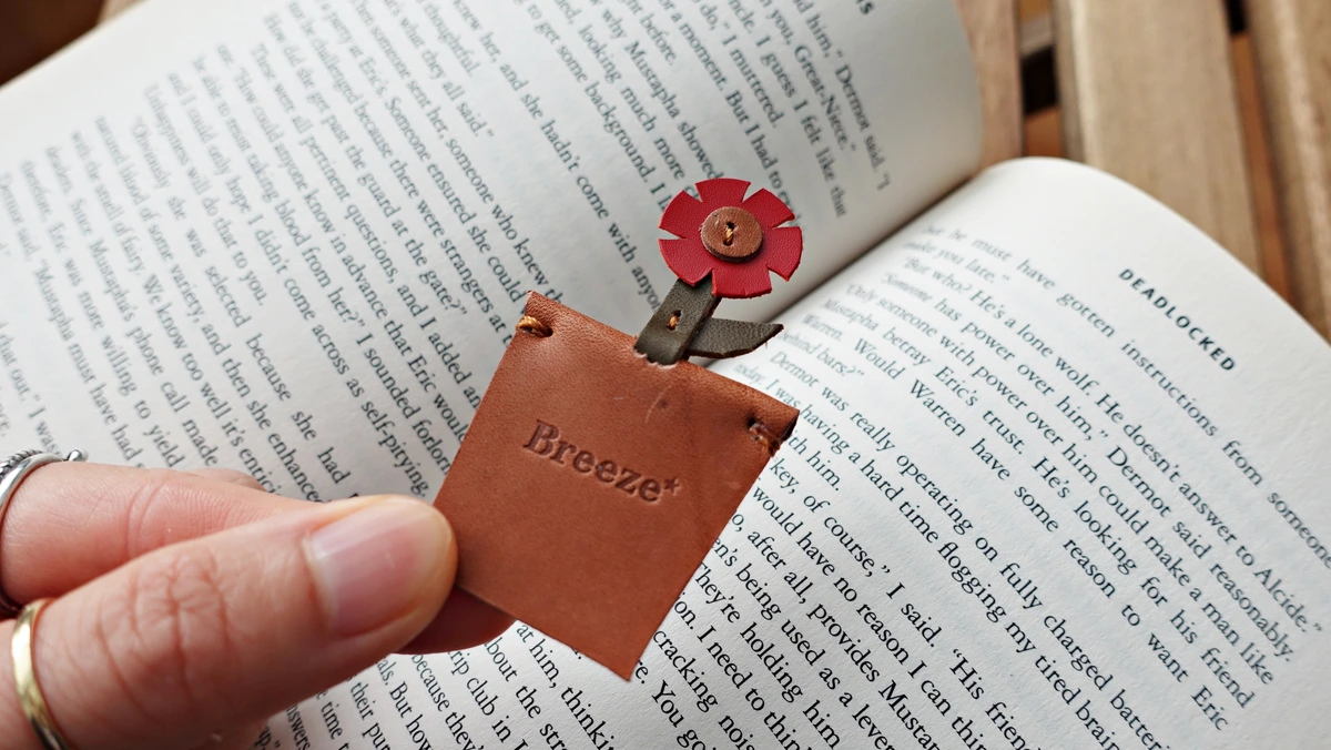 Leather Flower Bookmark