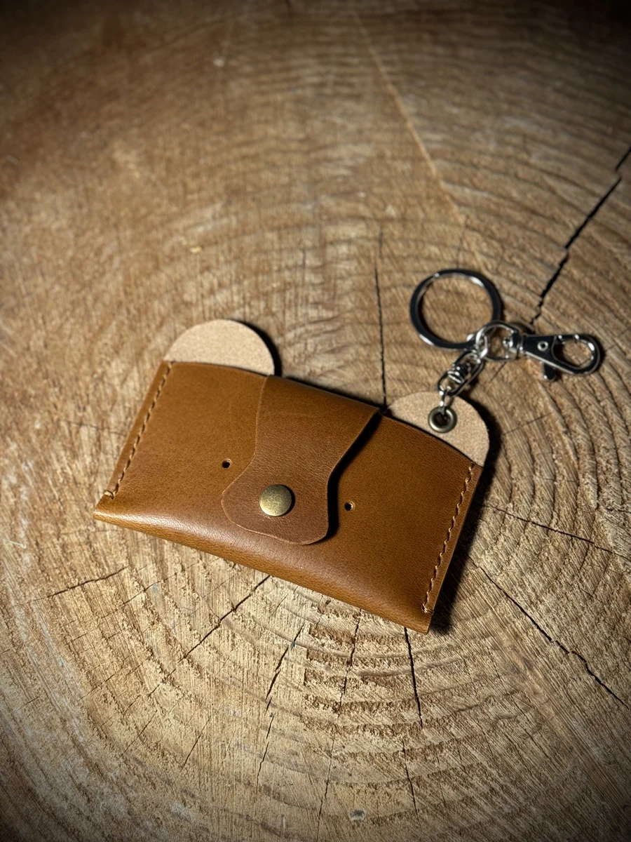 Handmade Leather bear-shaped card wallet