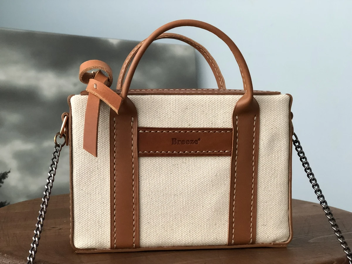 Canvas and Leather Mini Handbag
