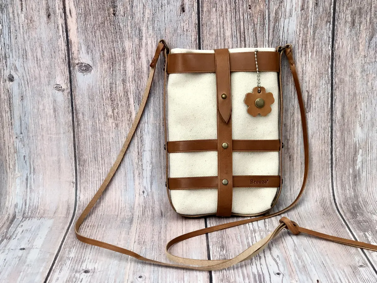 Leather and Canvas Phone Bag