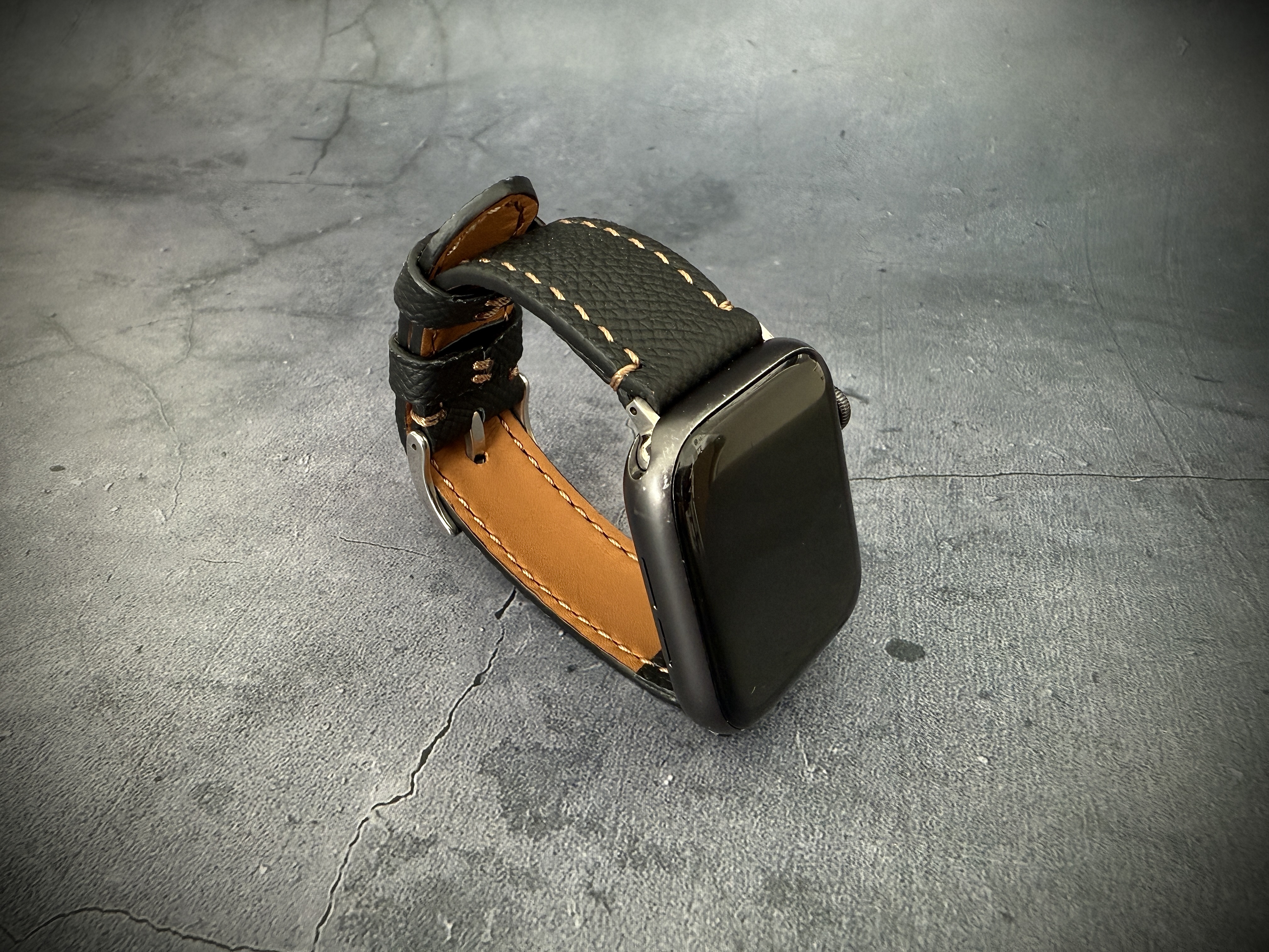 Black Apple Watch Leather Strap
