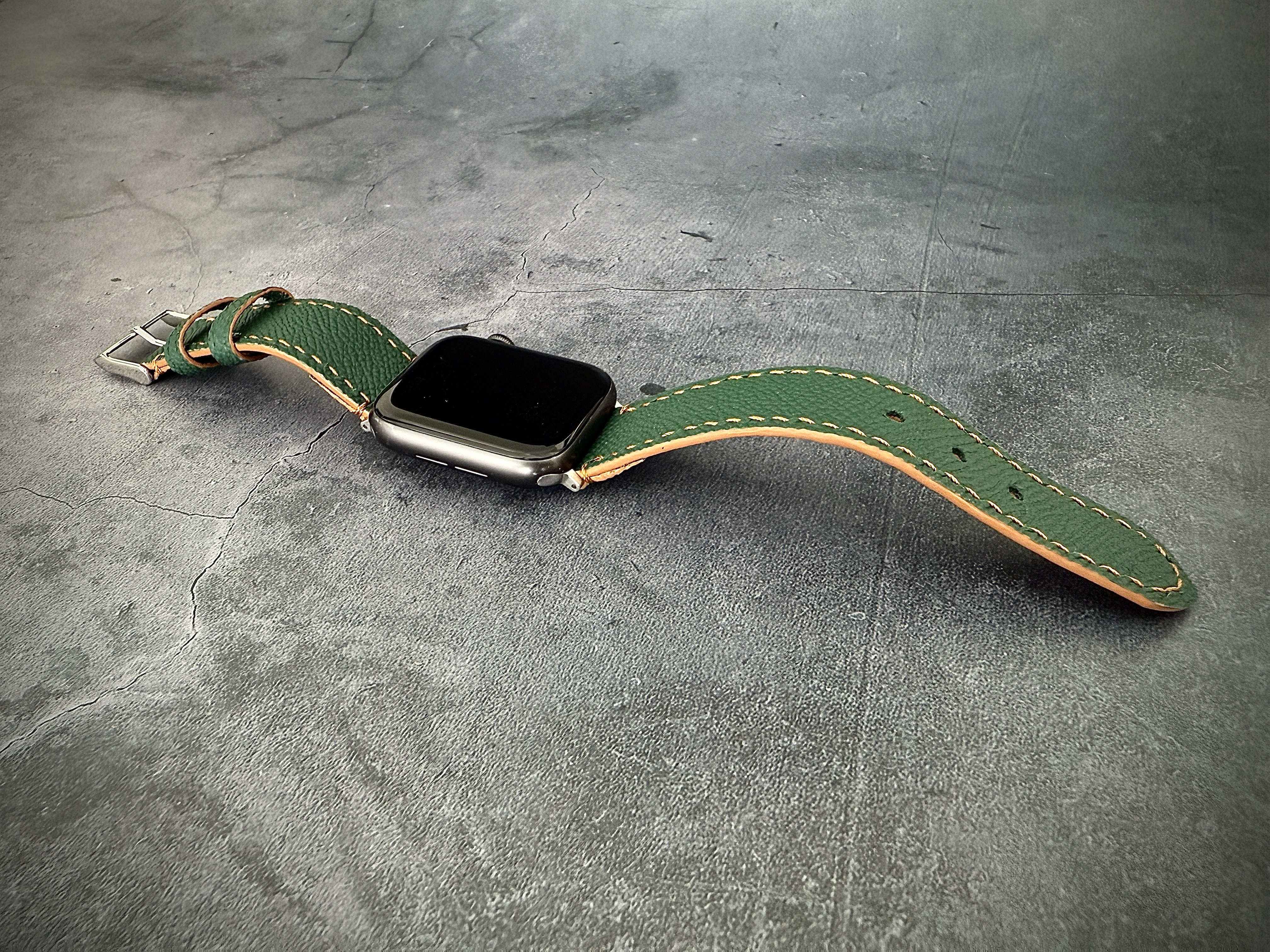 Green Apple Watch Leather Strap