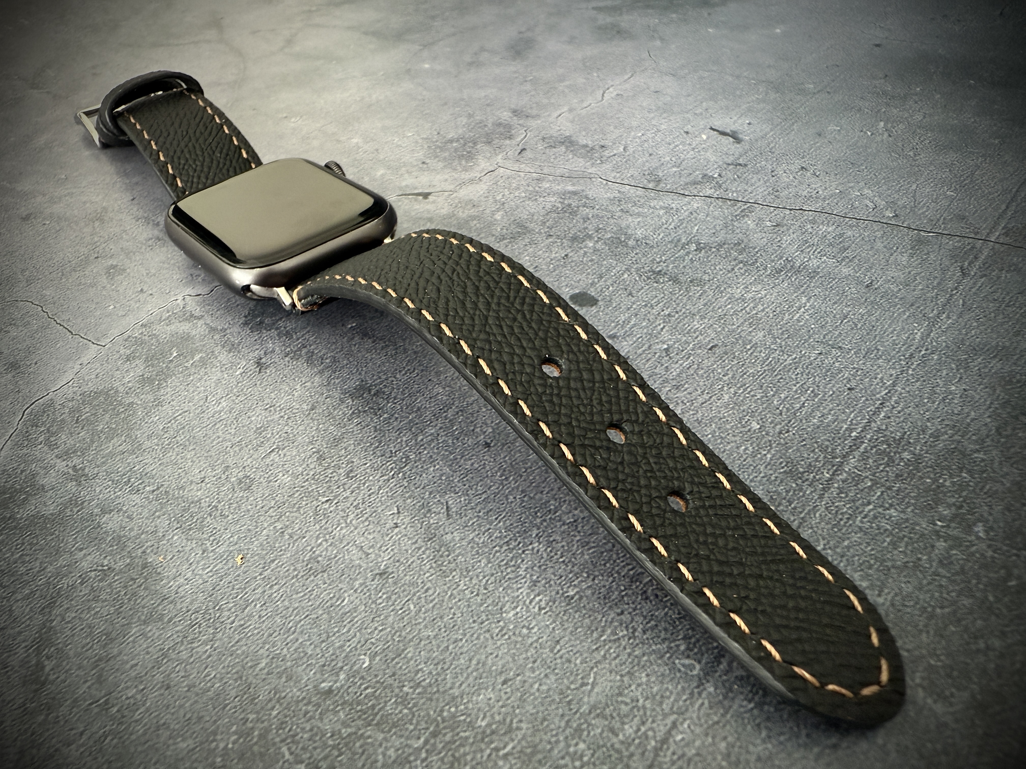 Black Apple Watch Leather Strap