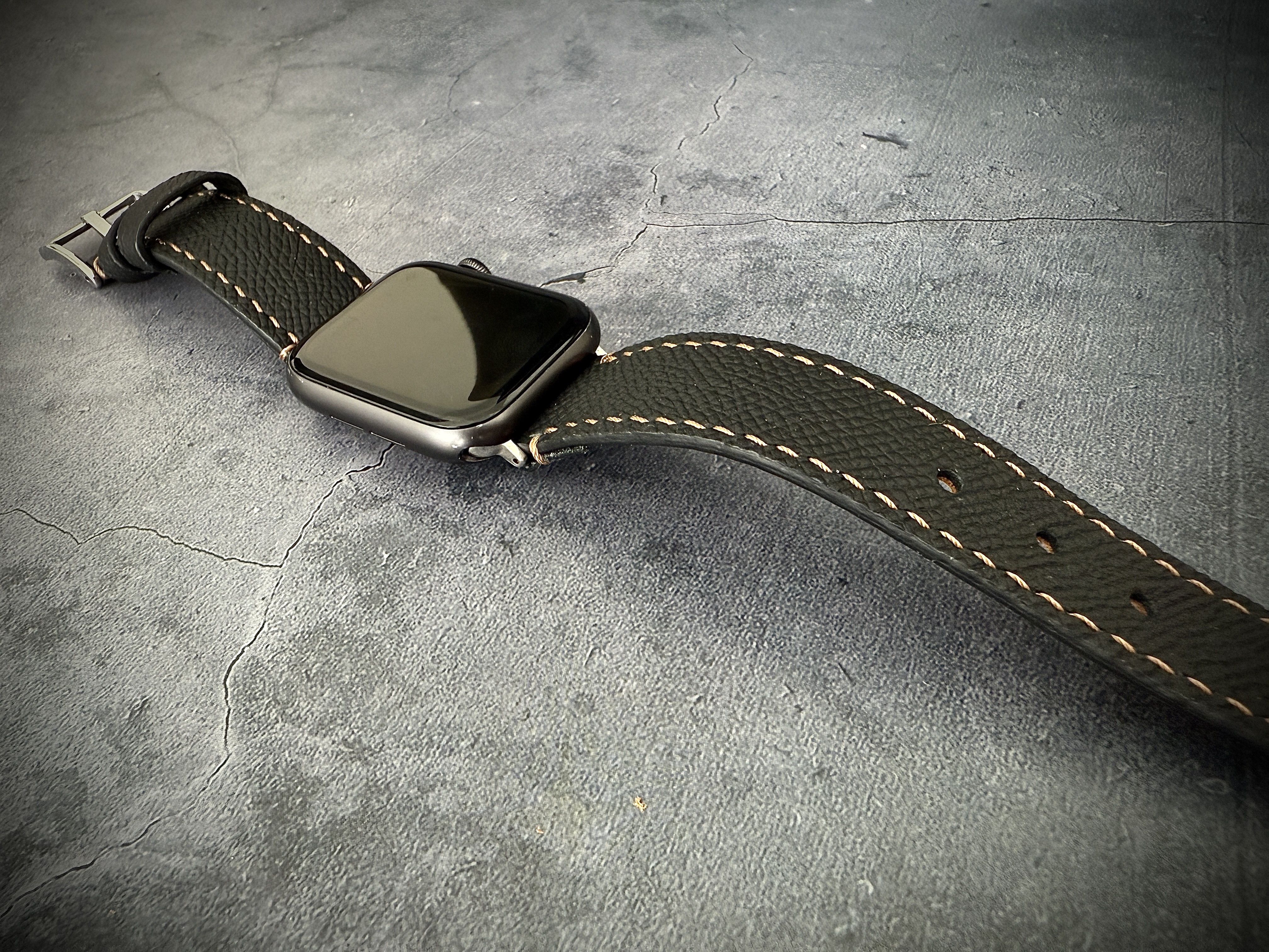 Black Apple Watch Leather Strap