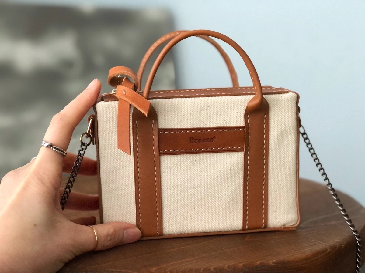 Canvas and Leather Mini Handbag