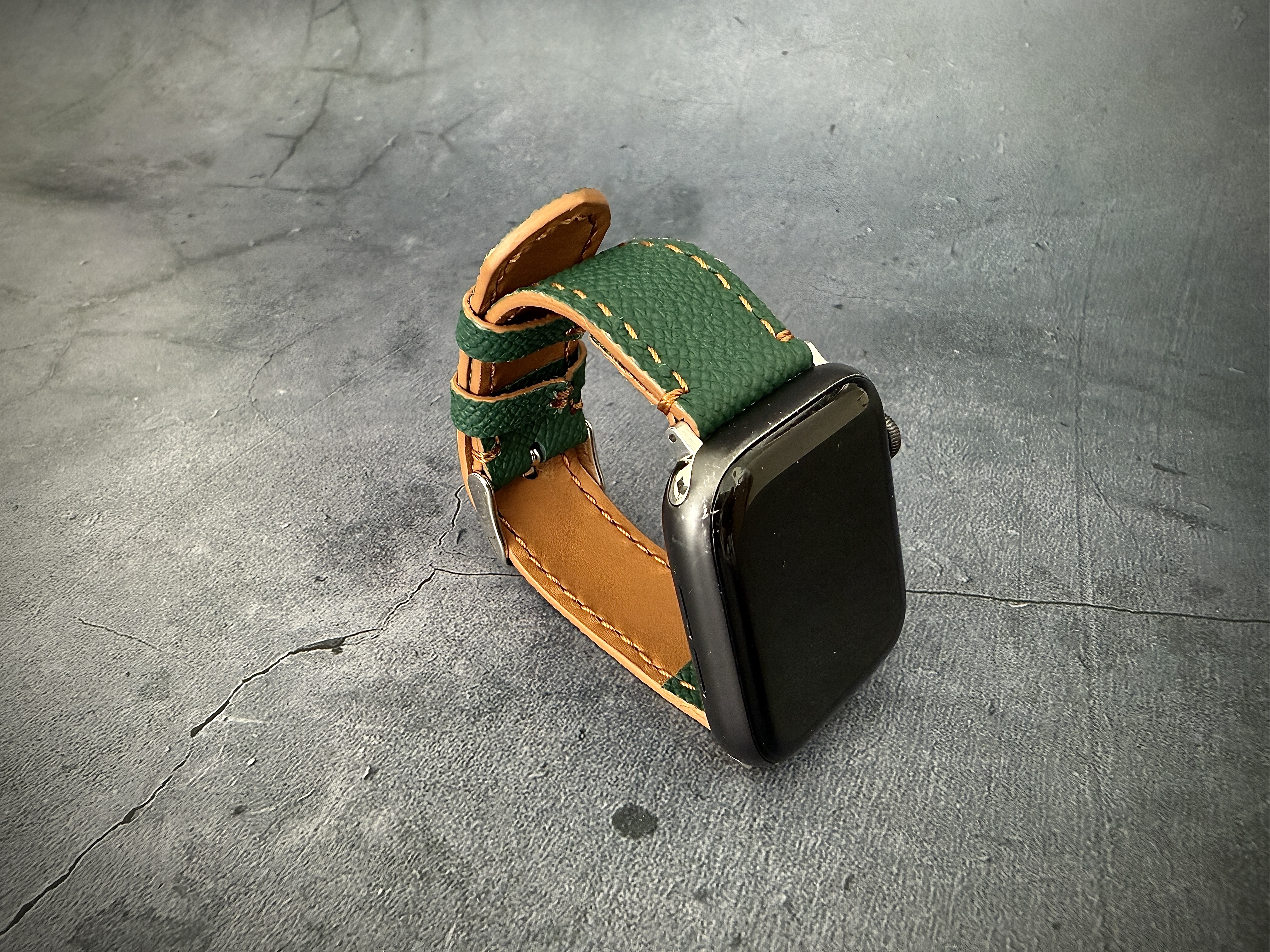 Green Apple Watch Leather Strap