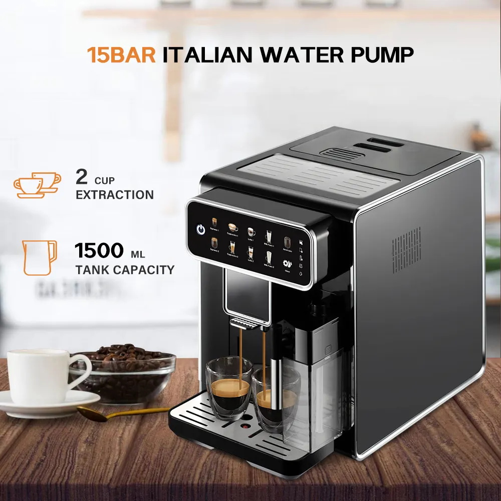 Professional Touchscreen Coffee Machine with Milk Frother