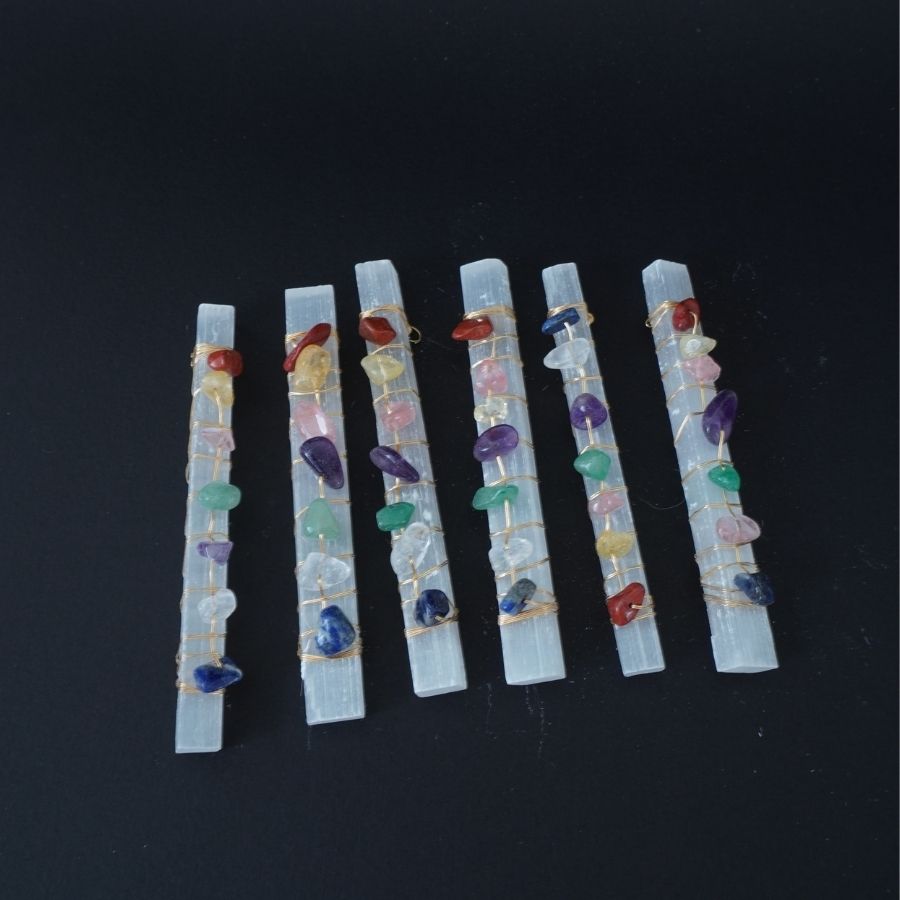 Chakra Selenite Sticks