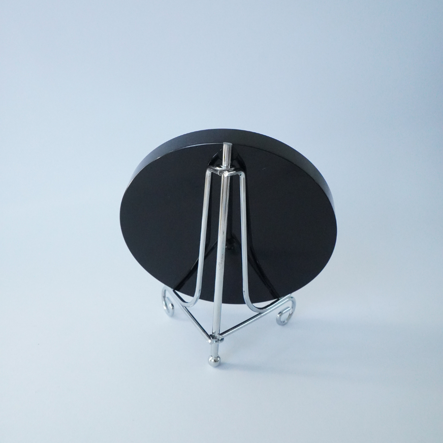 Black Obsidian Mirror with Silver Stand 